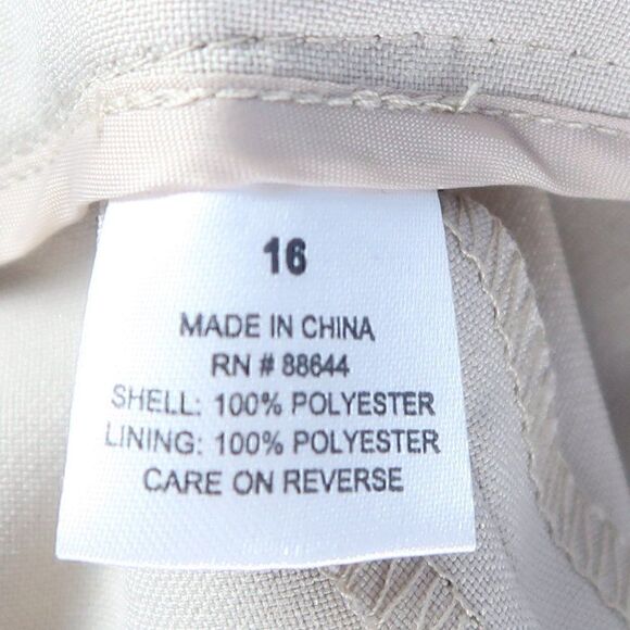TAN HIGH RISE BASIC OFFICE BUSINESS TROUSERS PANTS SIDE ZIP SIZE 16 - Picture 2 of 7